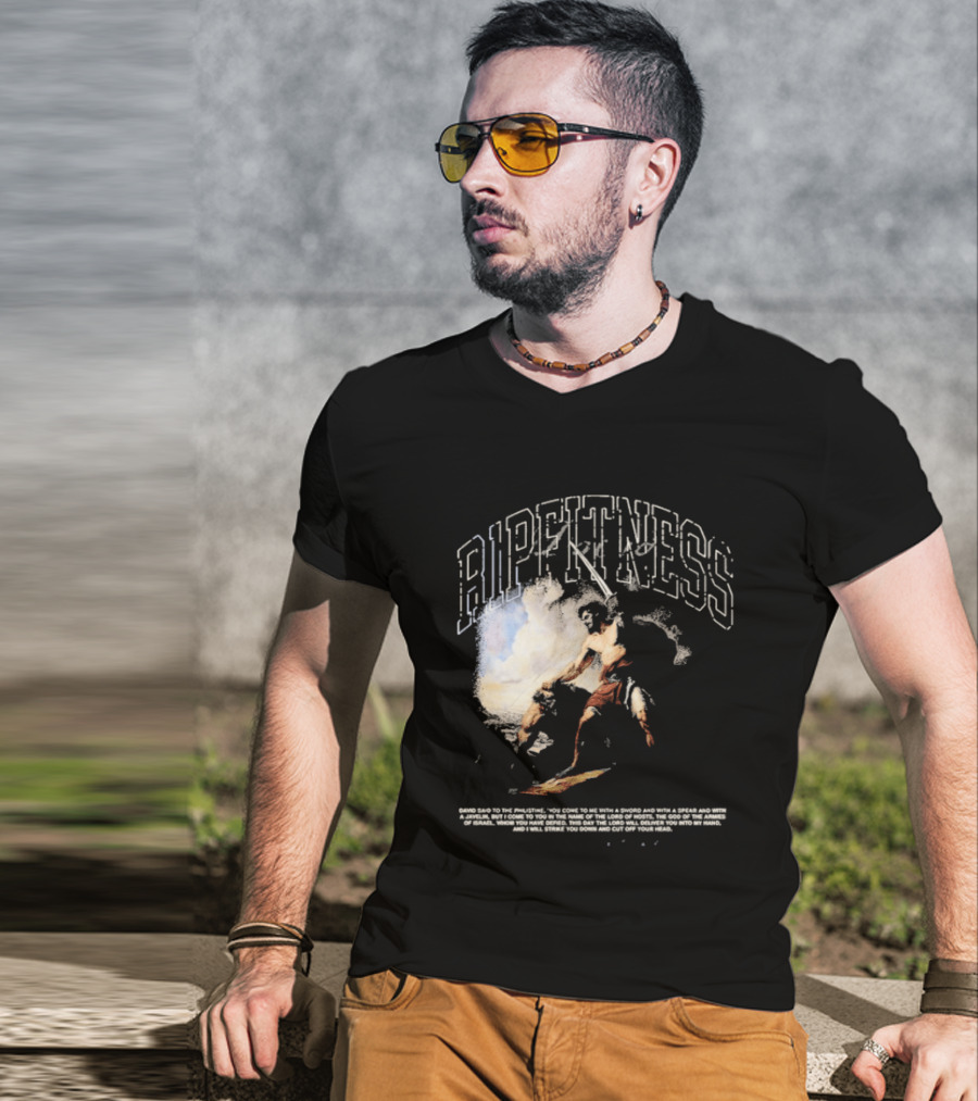 R1pfitness David The Shepherd King Michelangelo Biblical Warrior T-Shirt