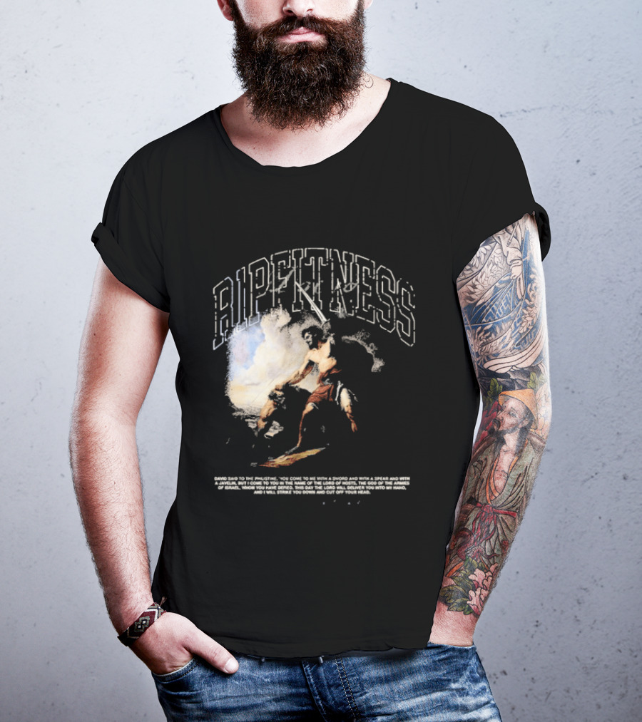 R1pfitness David The Shepherd King Michelangelo Biblical Warrior T-Shirt