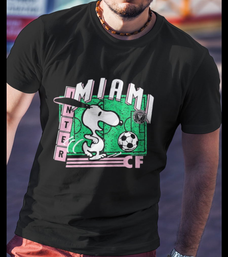 Inter Miami CF Snoopy Soccer Peanuts Collaboration T-Shirt