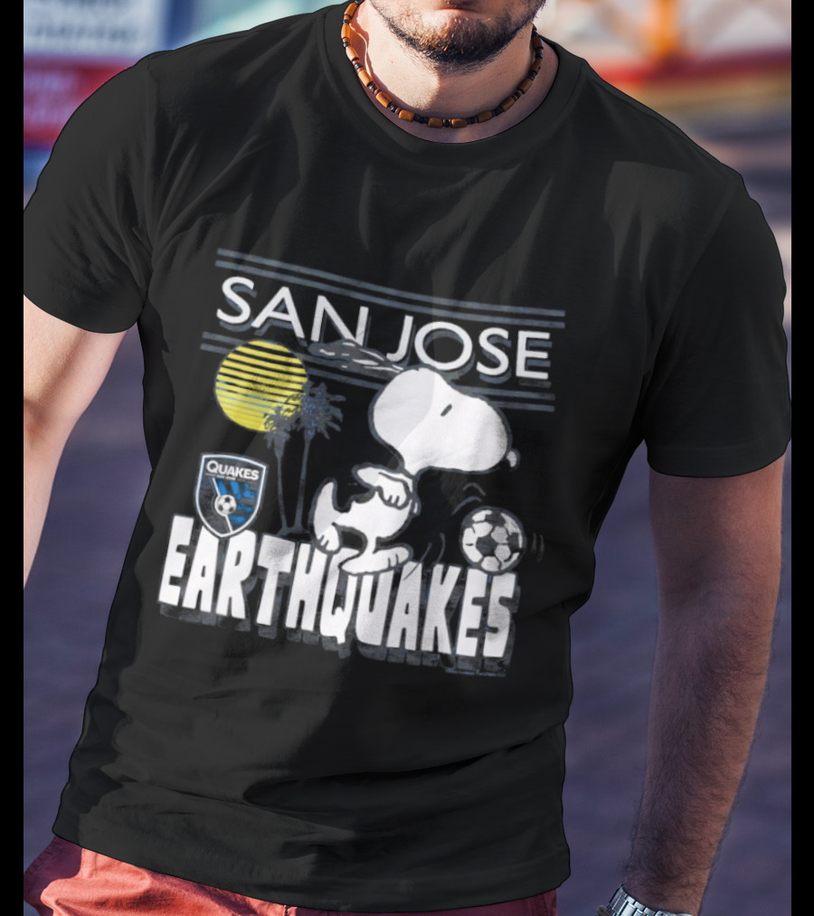 San Jose Earthquakes Snoopy Peanuts Soccer Collaboration T-Shirt