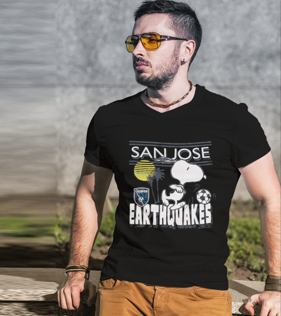 San Jose Earthquakes Snoopy Peanuts Soccer Collaboration T-Shirt
