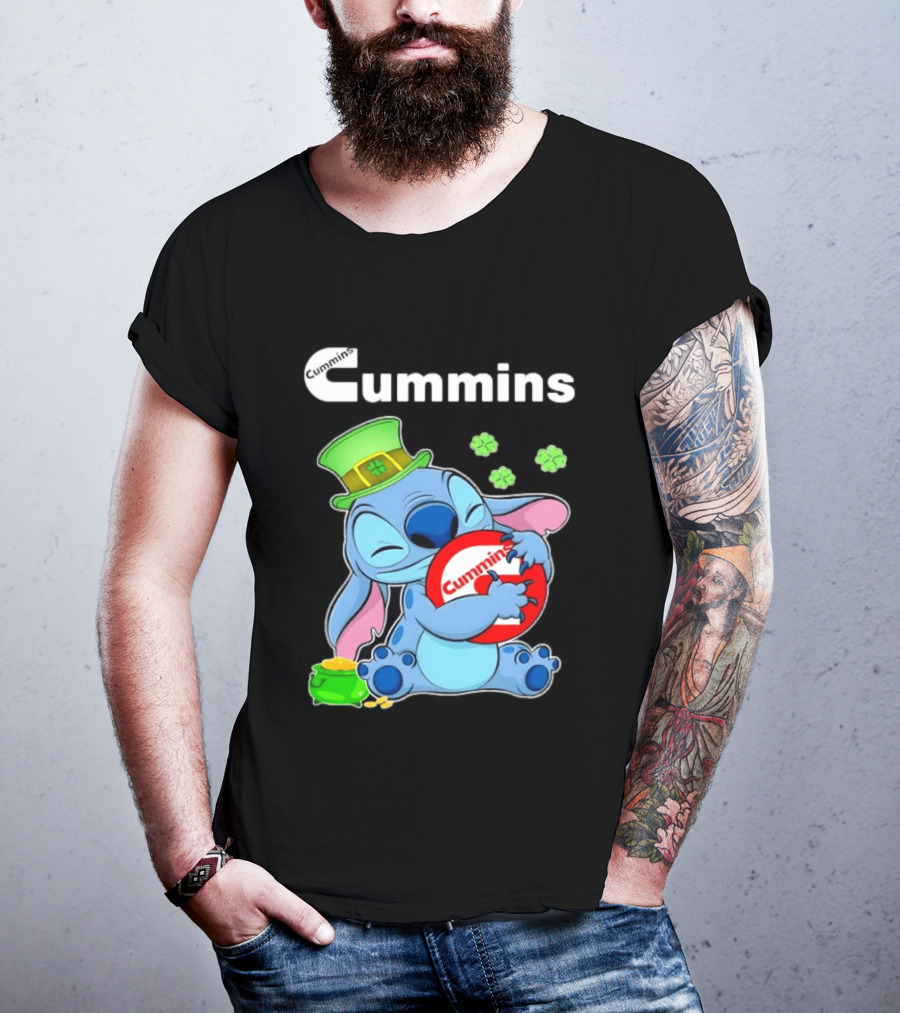 Cummins Stitch St Patricks Day Green Hat Shamrocks Hugging Coin Пот Gold T-Shirt