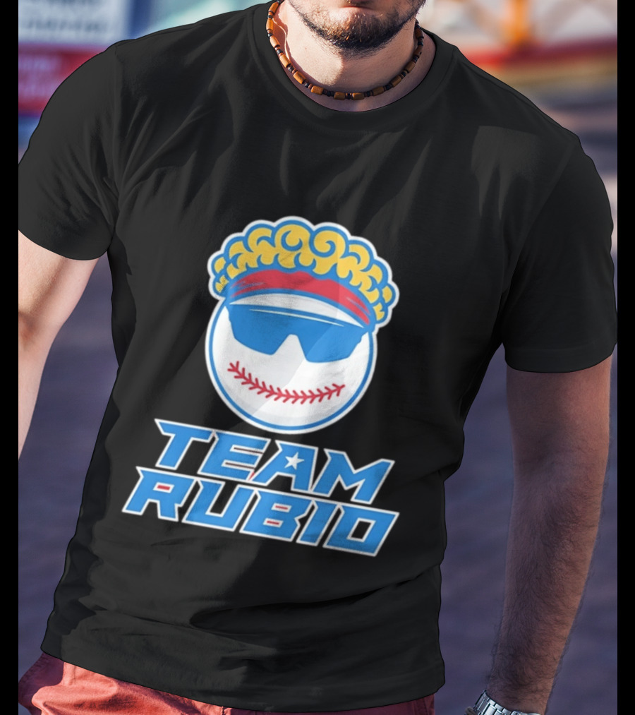 Team Rubio Baseball Puerto Rico Sunglasses Curly Hair T-Shirt