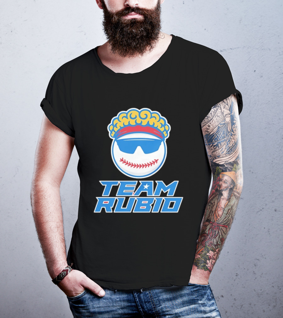 Team Rubio Baseball Puerto Rico Sunglasses Curly Hair T-Shirt