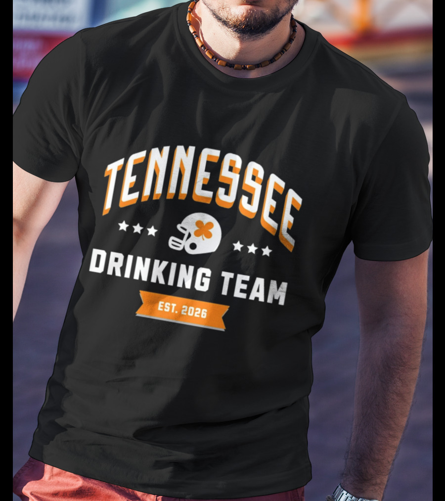 Tennessee Drinking Team St. Patrick's Day Est. 2026 Football Helmet Clover Stars T-Shirt