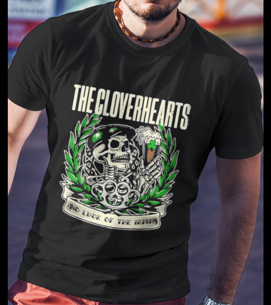 The Cloverhearts No Luck Of The Irish Skull And Beer Crest T-Shirt