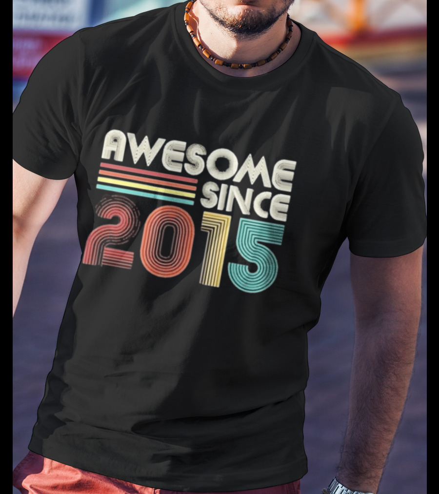 Awesome Since 2015 Retro Stripes T-Shirt