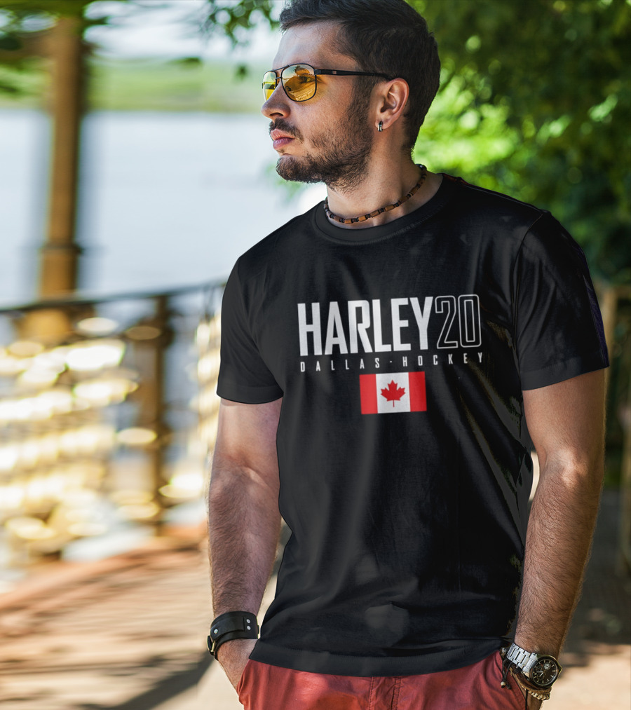 Harley 20 Dallas Hockey Canada Flag T-Shirt