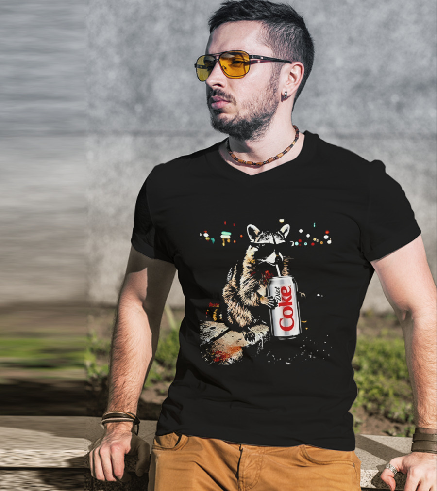 Three Raccoons Holding Diet Coke Can T-Shirt