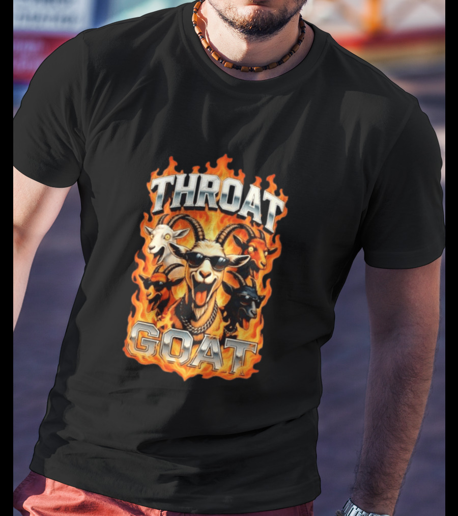 THROAT GOAT Fire And Flame Adult Humor Comedy T-Shirt