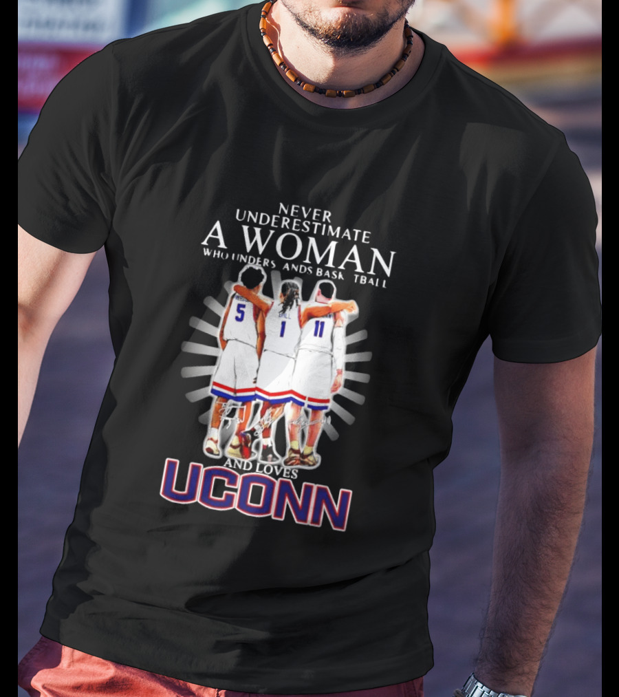 Never Underestimate A Woman Who Understands Basketball And Loves UConn T-Shirt