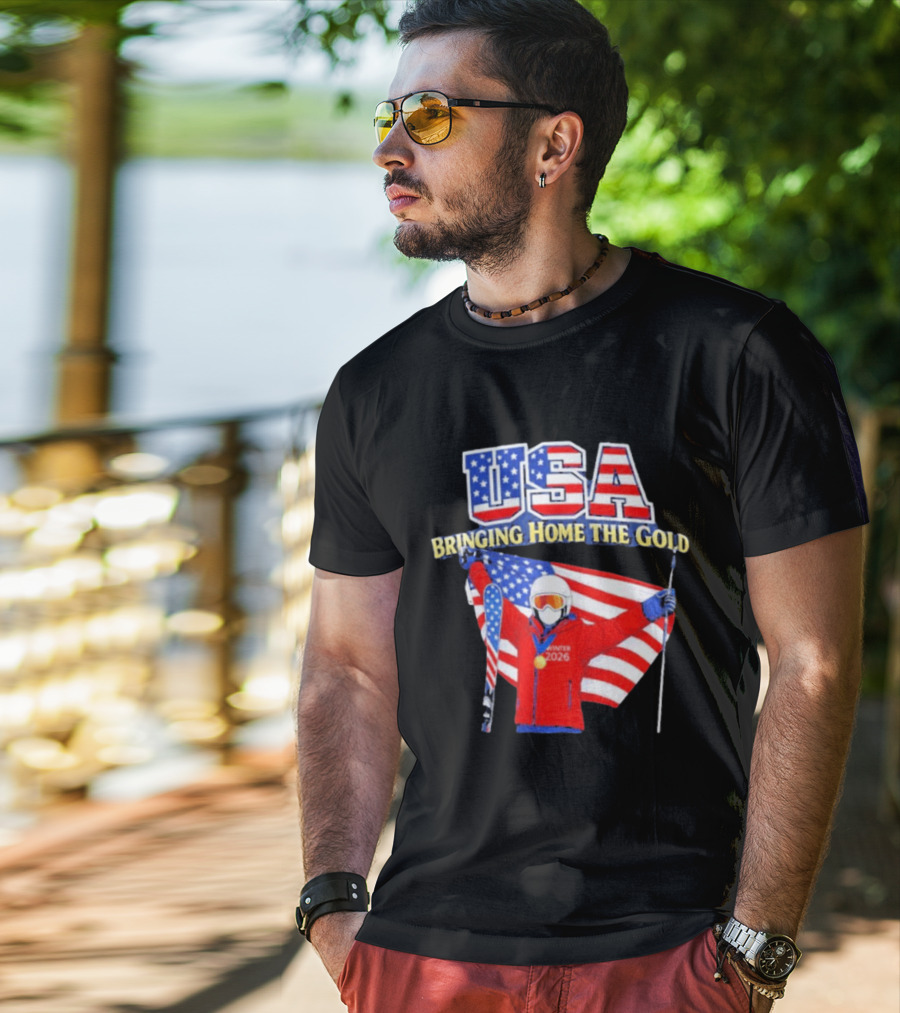 USA Bringing Home The Gold Winter 2026 Skiing Champion T-Shirt