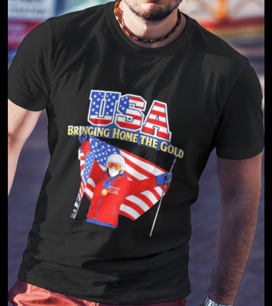 USA Bringing Home The Gold Winter 2026 Skiing Champion T-Shirt