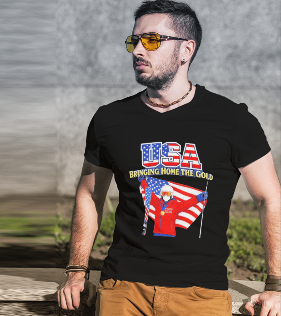 USA Bringing Home The Gold Winter 2026 Skiing Champion T-Shirt