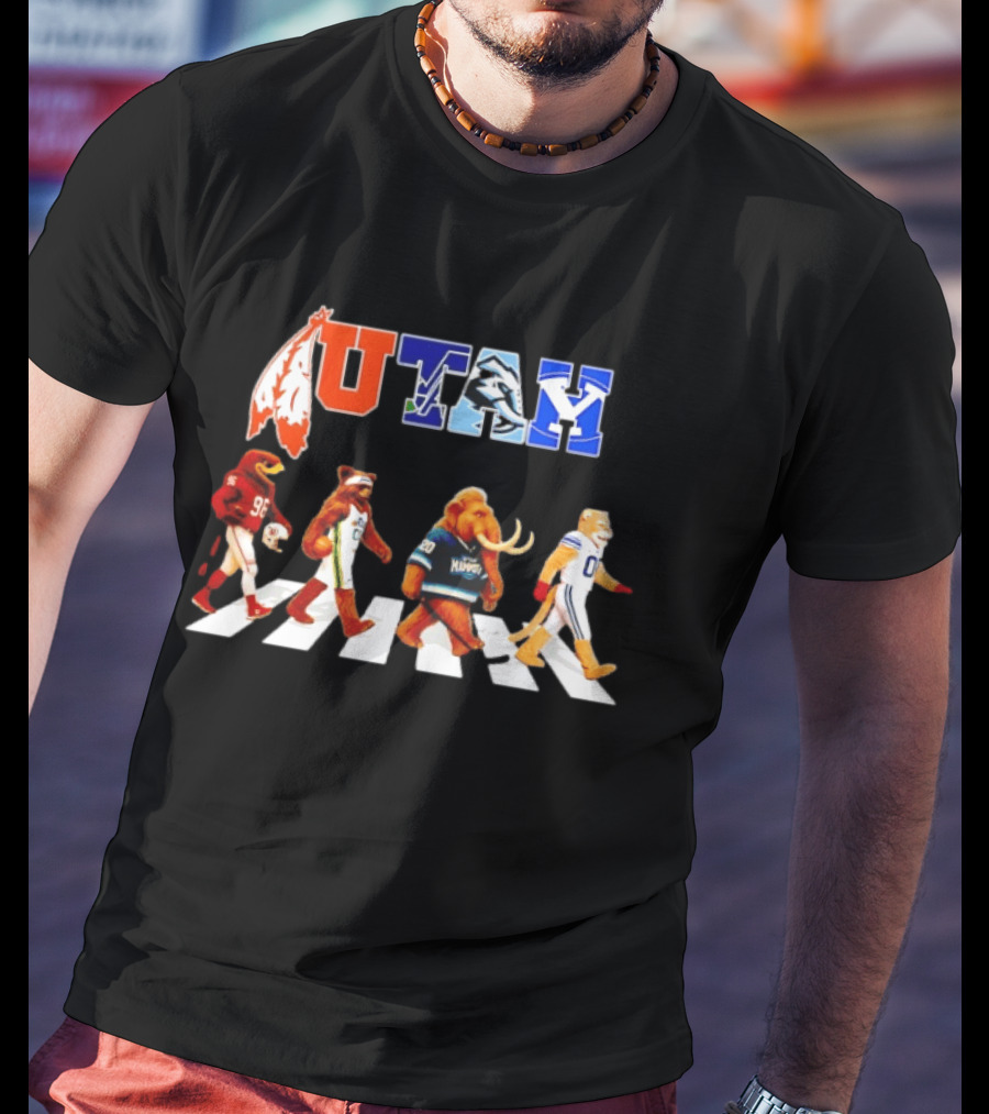 Utah Utes Mammoth Evolution Road Basketball Football Mascots T-Shirt