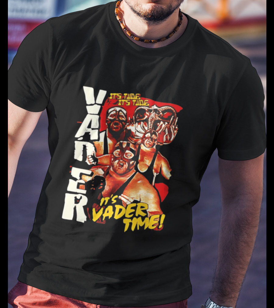 Vader It's Vader Time It's Time Wrestling Mask Collage T-Shirt