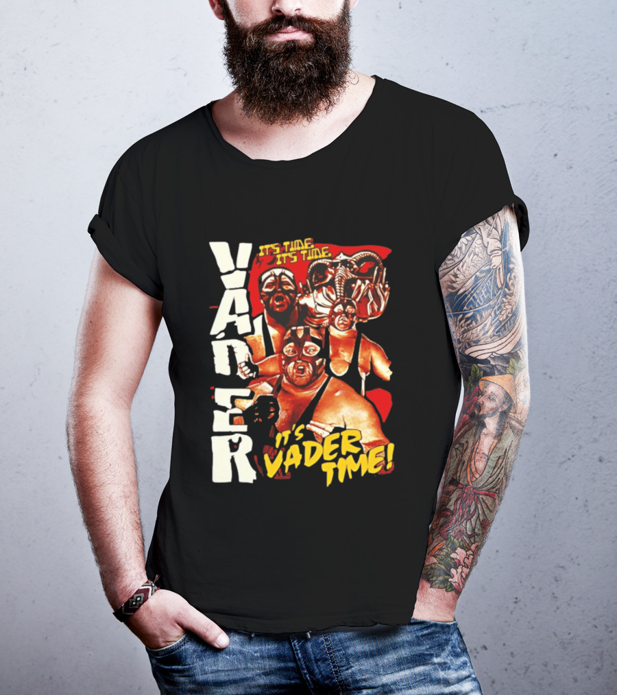 Vader It's Vader Time It's Time Wrestling Mask Collage T-Shirt