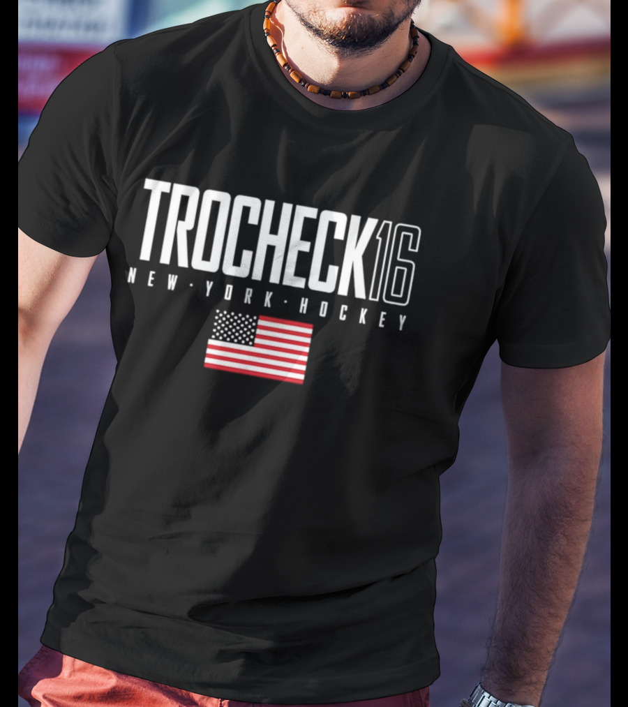 Trocheck 16 New York Hockey USA Flag T-Shirt
