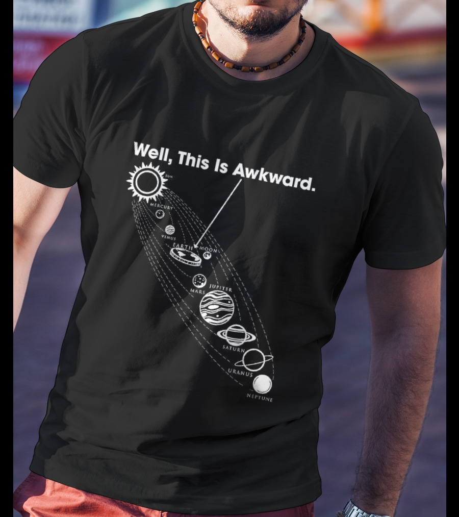 Well This Is Awkward Pluto Solar System Planets Humor T-Shirt
