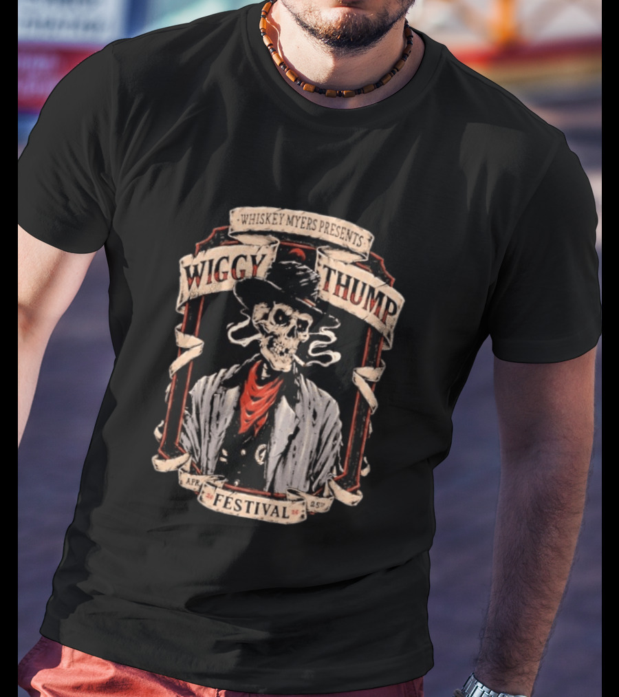 Whiskey Myers Wiggy Thump Festival April 25 2026 Skeleton Palestine Texas T-Shirt