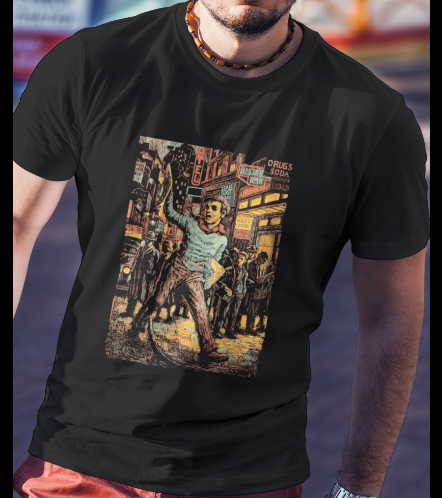 Wuxtry Extra Newsboy Vintage Cityscape Retro Advertisement T-Shirt