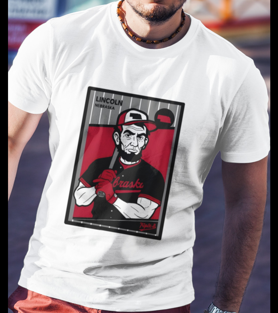 Lincoln Nebraska Cornhuskers Baseball Card Triple B T-Shirt