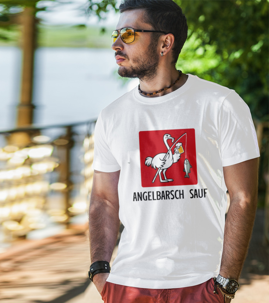 Angelbarsch Sauf Pelican Beer Fish Catching Fun T-Shirt