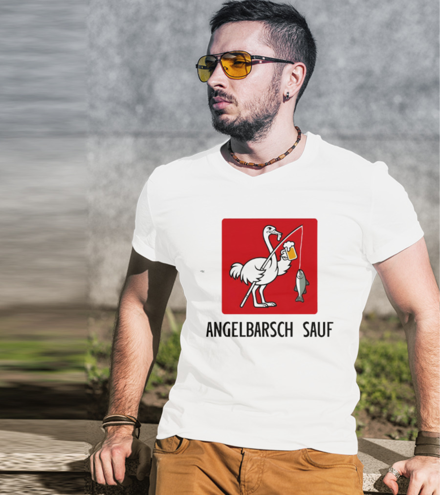 Angelbarsch Sauf Pelican Beer Fish Catching Fun T-Shirt