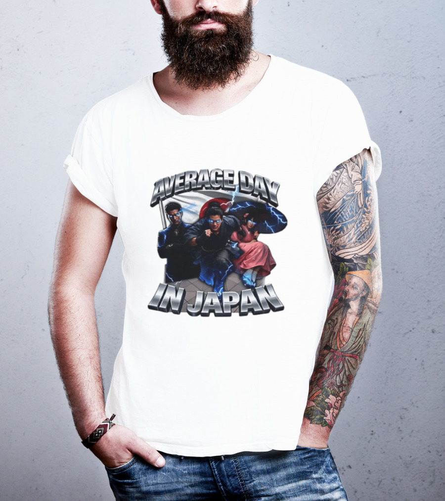 Average Day In Japan Superhero Action Adventure With Lightning Effects T-Shirt