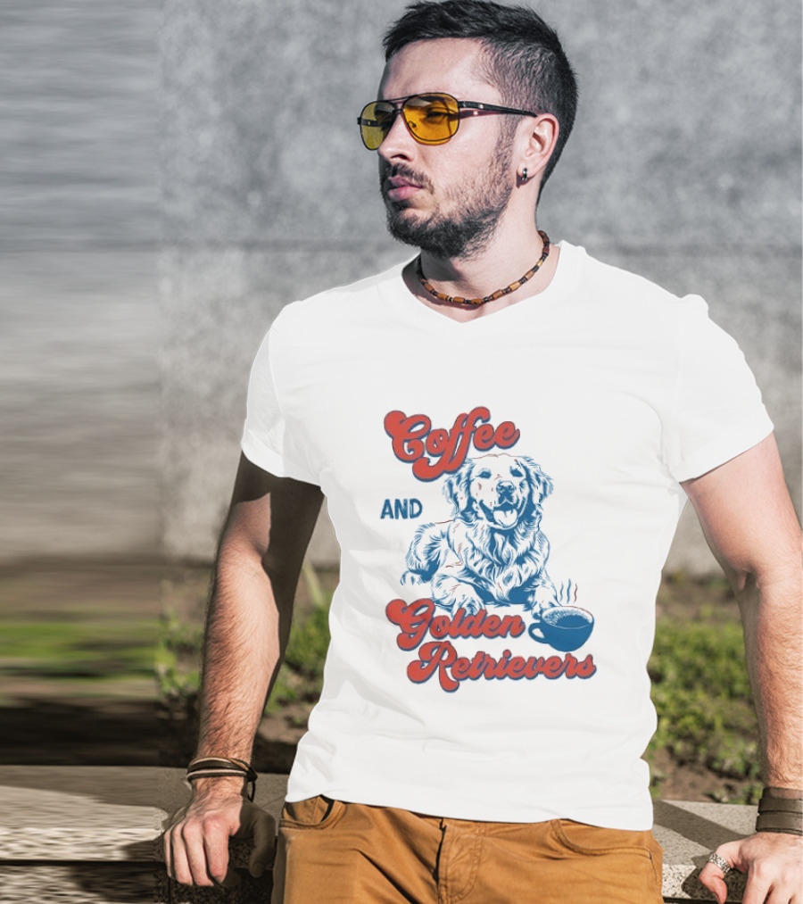 Coffee And Golden Retrievers Cozy Pet Lovers T-Shirt
