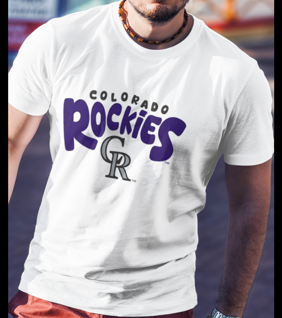 Colorado Rockies Bubble Text Crew Neck T-Shirt