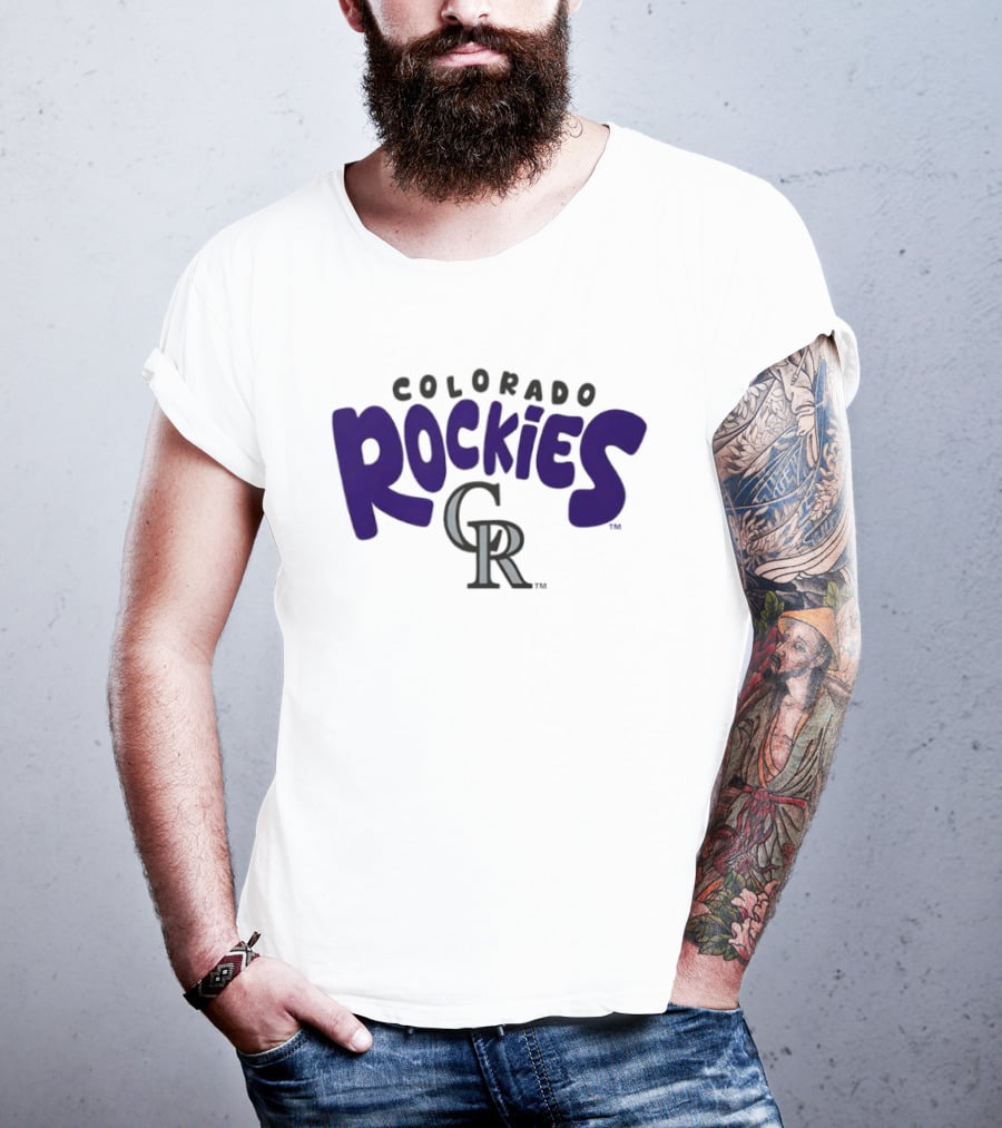 Colorado Rockies Bubble Text Crew Neck T-Shirt