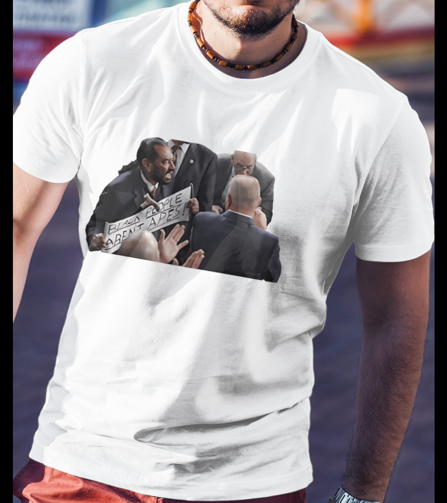 Black People Aren't Apes Protest Sign In Political Debate Scene T-Shirt