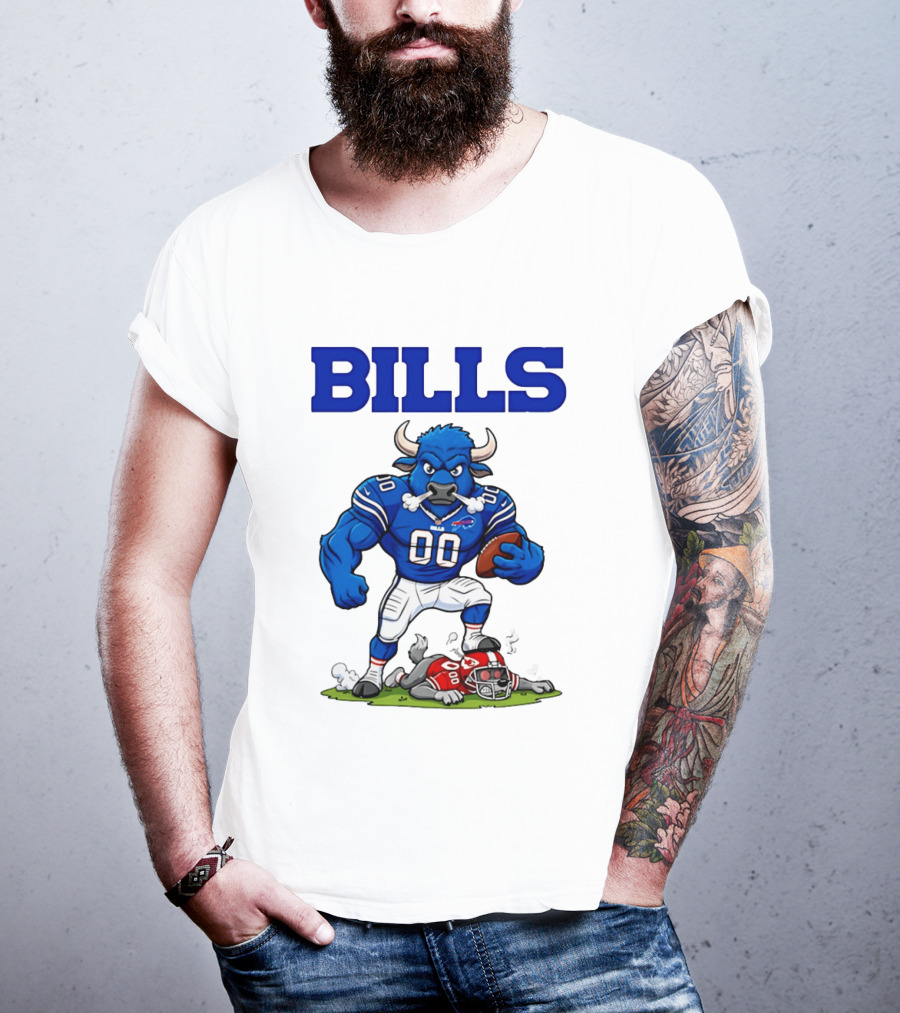 Buffalo Bills Mascot Defeats Kansas City Chiefs Rivalry NFL Football T-Shirt