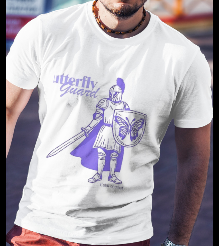 Butterfly Guard Calm Combat Knight With Shield And Sword T-Shirt