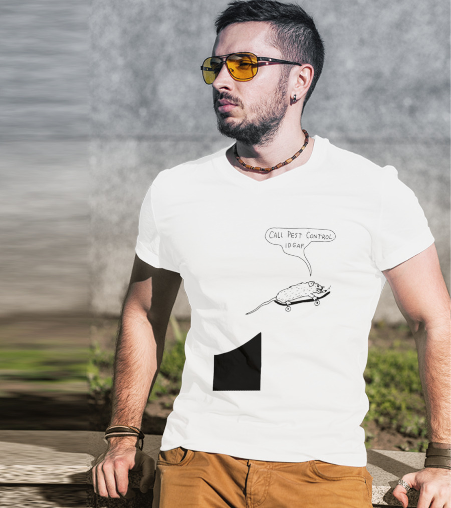Call Pest Control IDGAF Rat On Skateboard T-Shirt