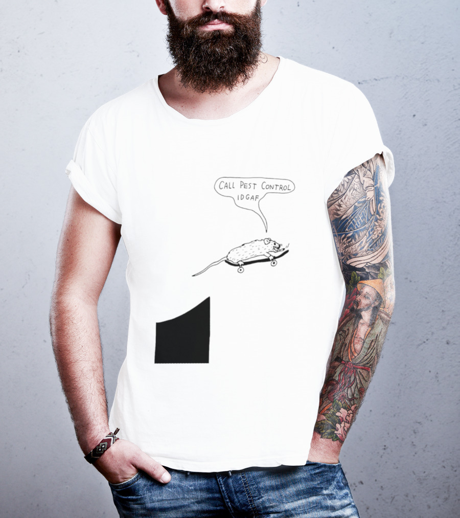 Call Pest Control IDGAF Rat On Skateboard T-Shirt