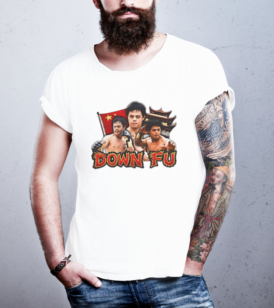 Down Fu Kung Fu China Down Syndrome Martial Arts T-Shirt