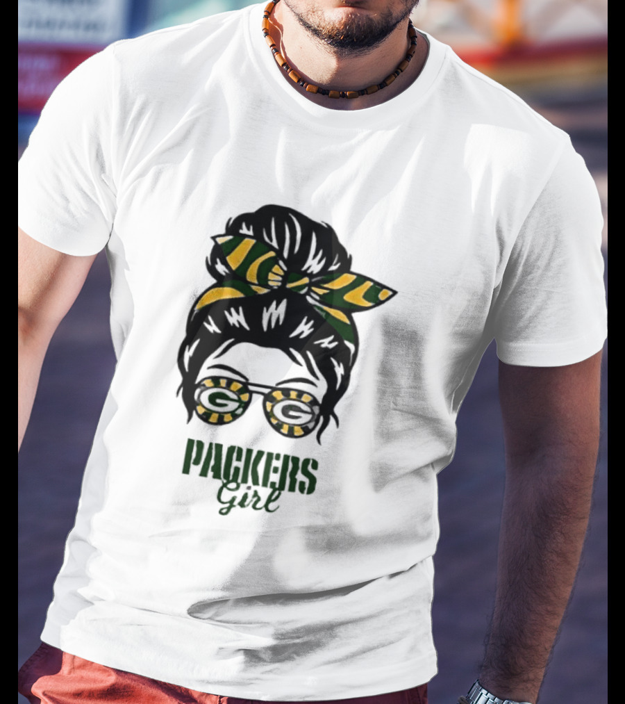 Green Bay Packers Girl Messy Bun Style 2026 T-Shirt