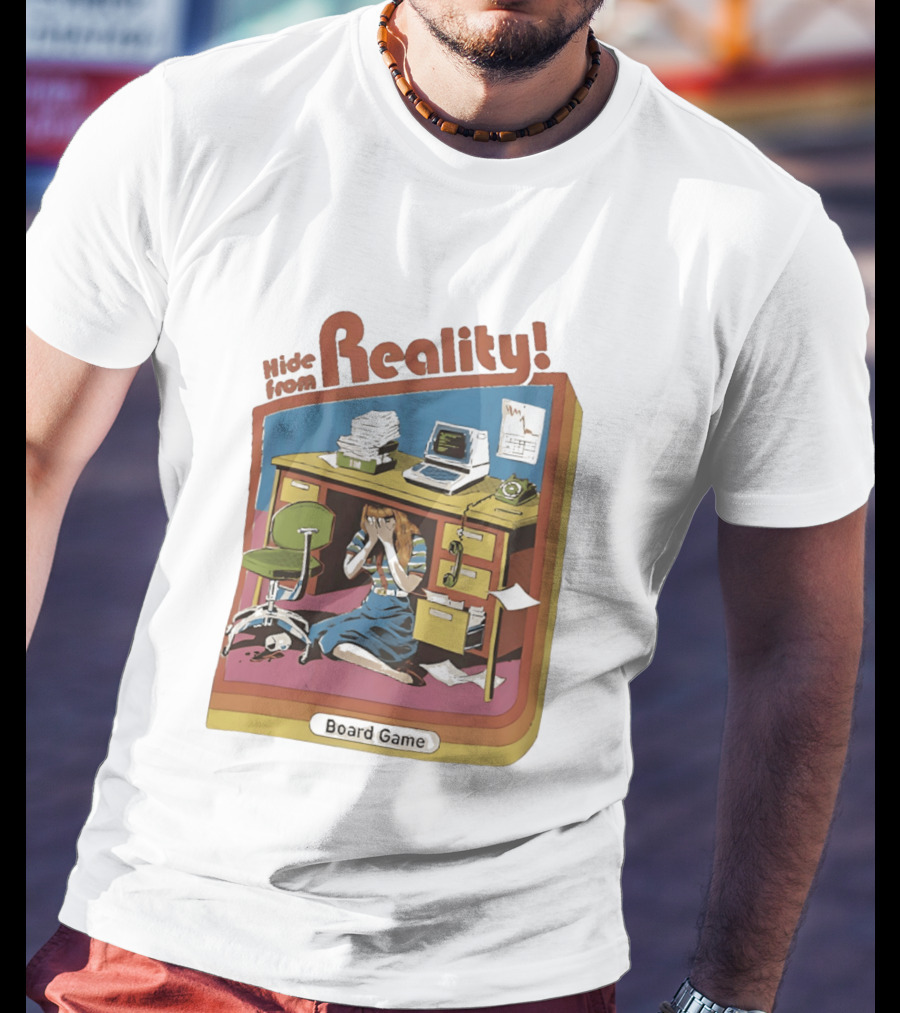 Hide From Reality Retro Office Board Game Escape T-Shirt