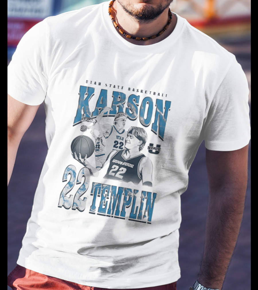 Utah State Basketball Karson Templin 22 Utah State Aggies T-Shirt