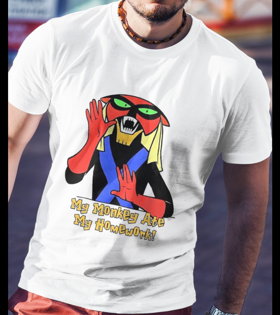 My Monkey Ate My Homework With Cartoon Character In Costume T-Shirt