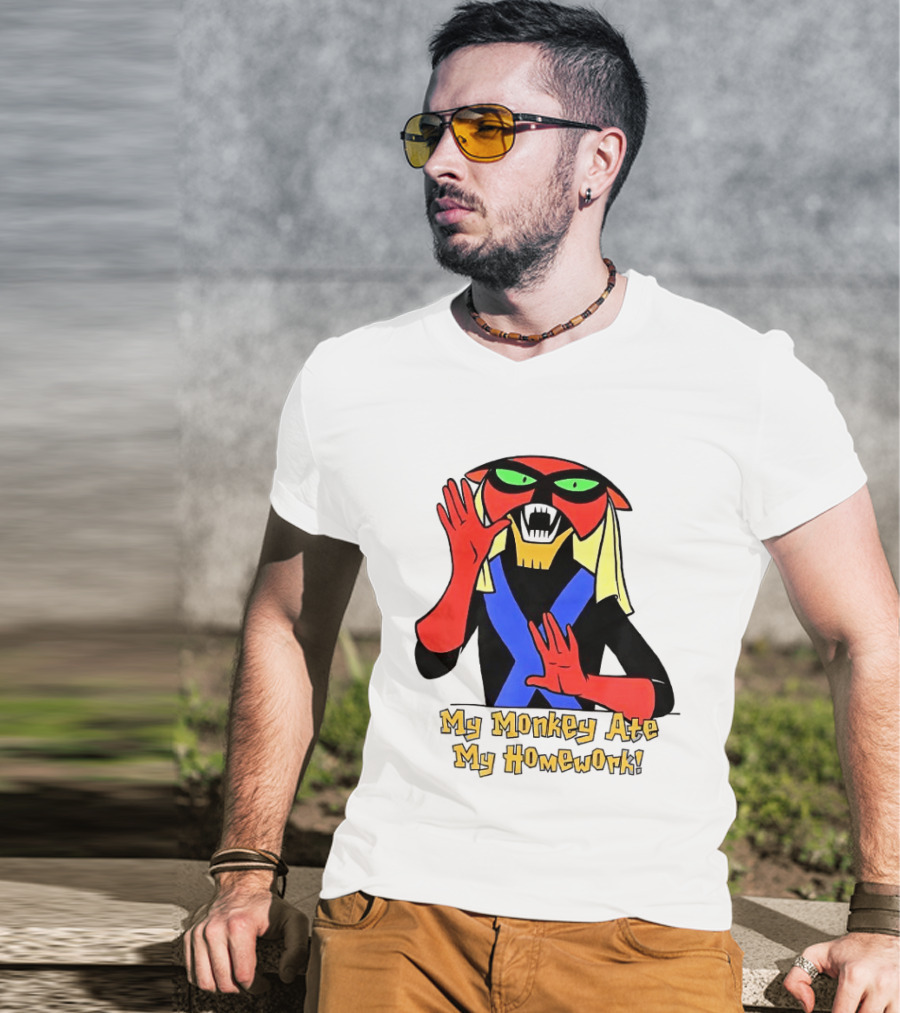 My Monkey Ate My Homework With Cartoon Character In Costume T-Shirt