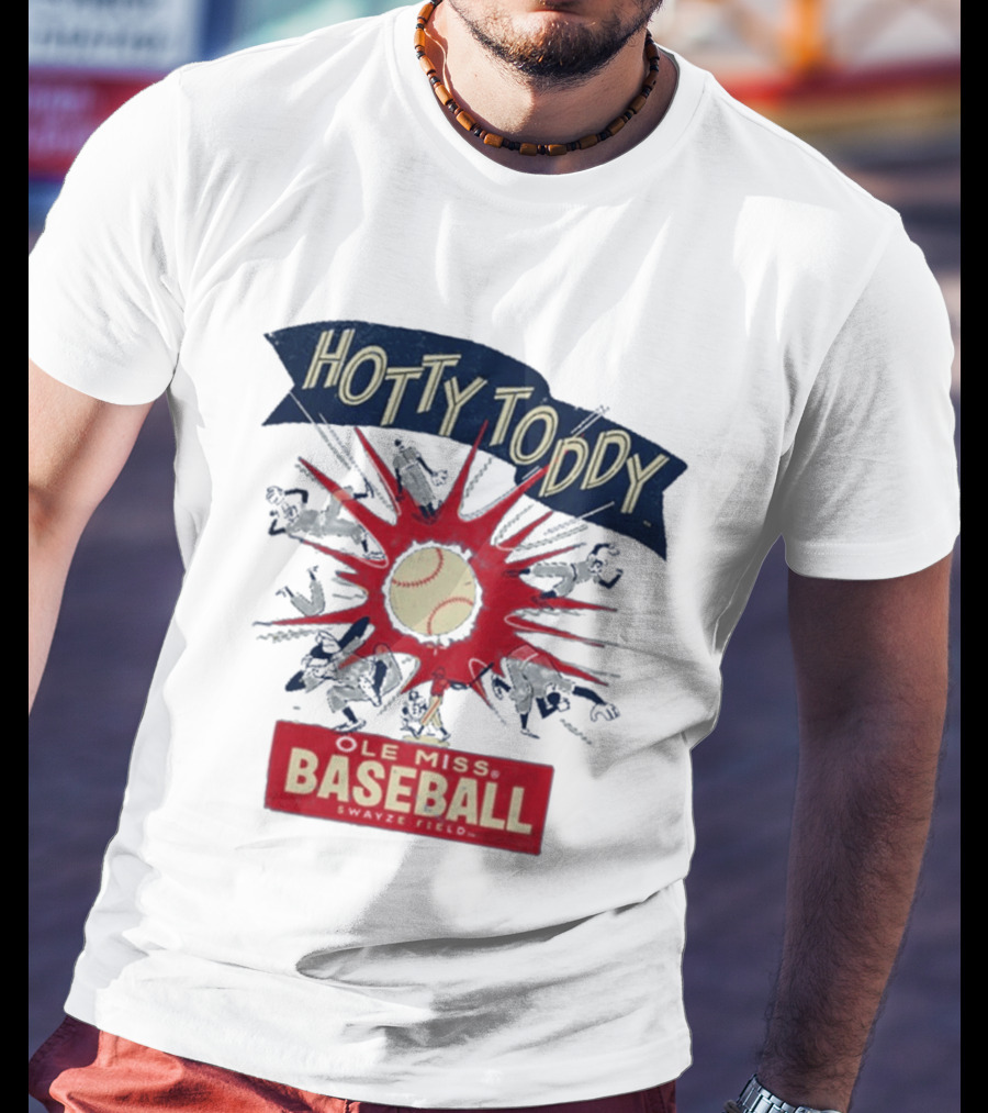 Ole Miss Baseball Hotty Toddy Strike Players And Ball Action T-Shirt
