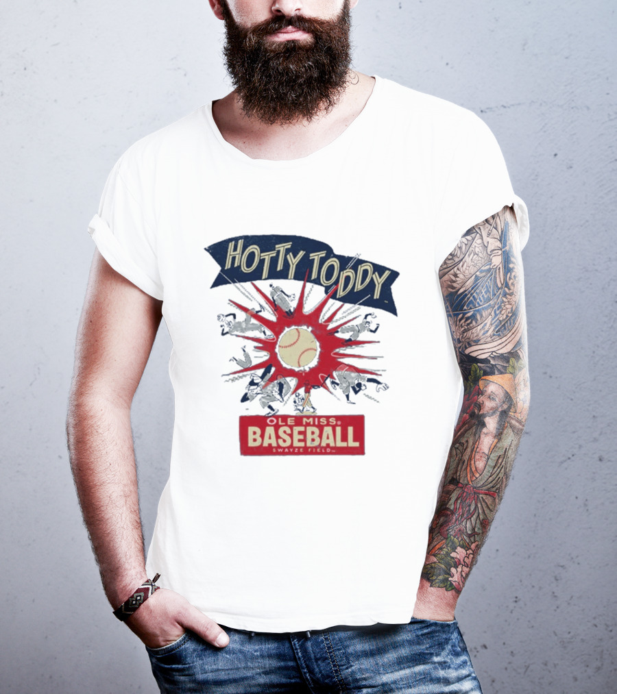 Ole Miss Baseball Hotty Toddy Strike Players And Ball Action T-Shirt