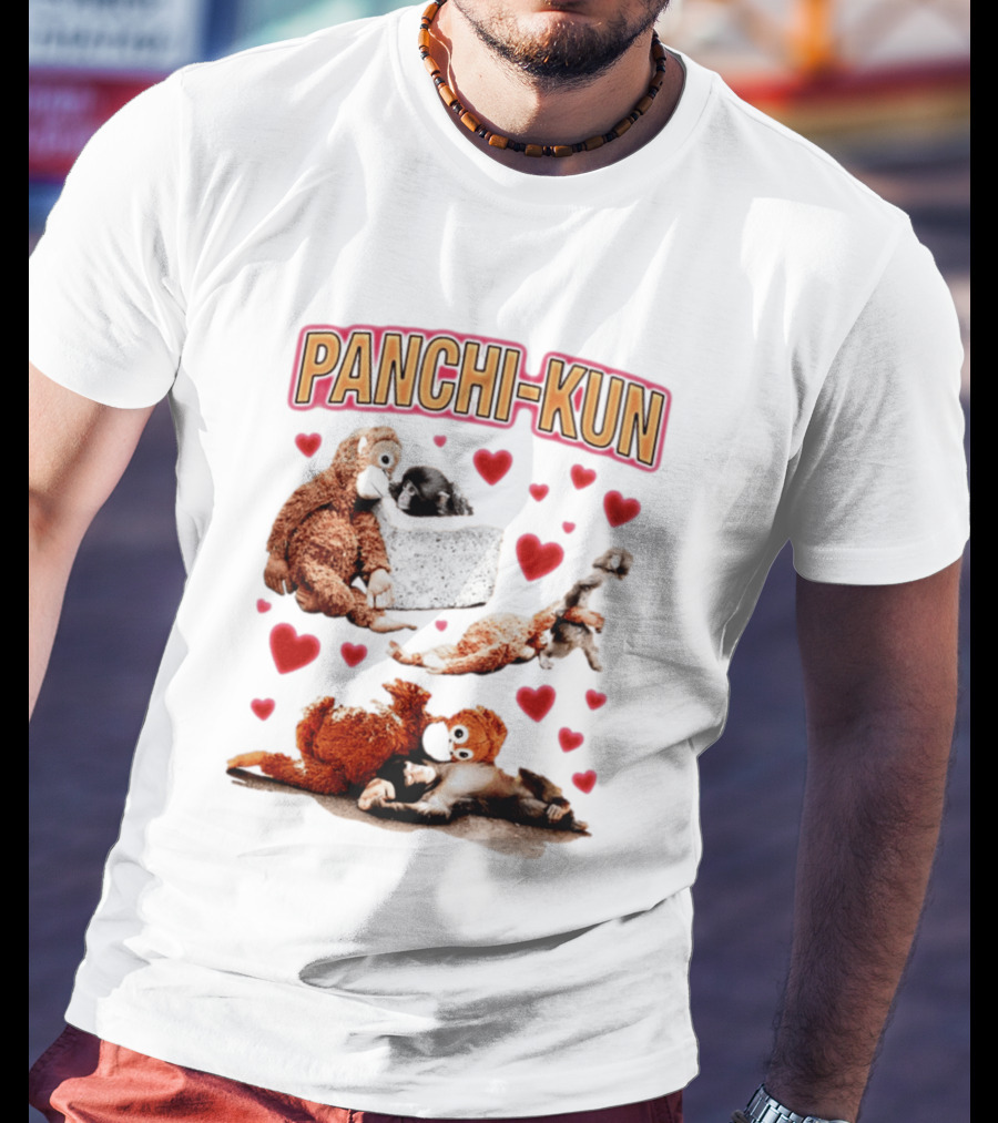 Panchi Kun Monkey Plush Love Hearts T-Shirt