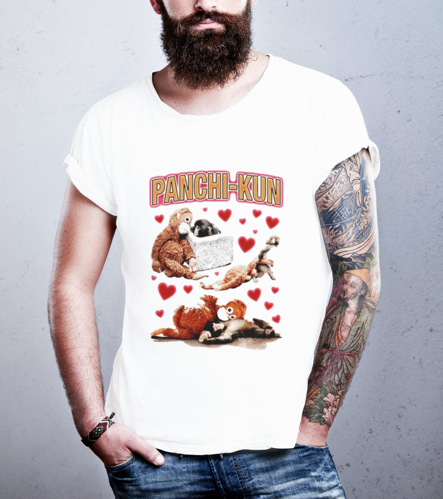 Panchi Kun Monkey Plush Love Hearts T-Shirt