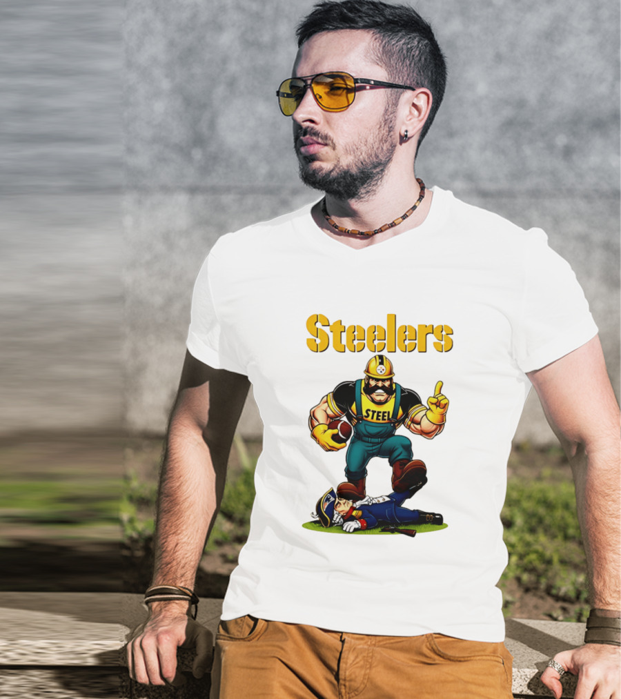 Pittsburgh Steelers Steelworker Triumphs Over New England Patriots Rivalry T-Shirt