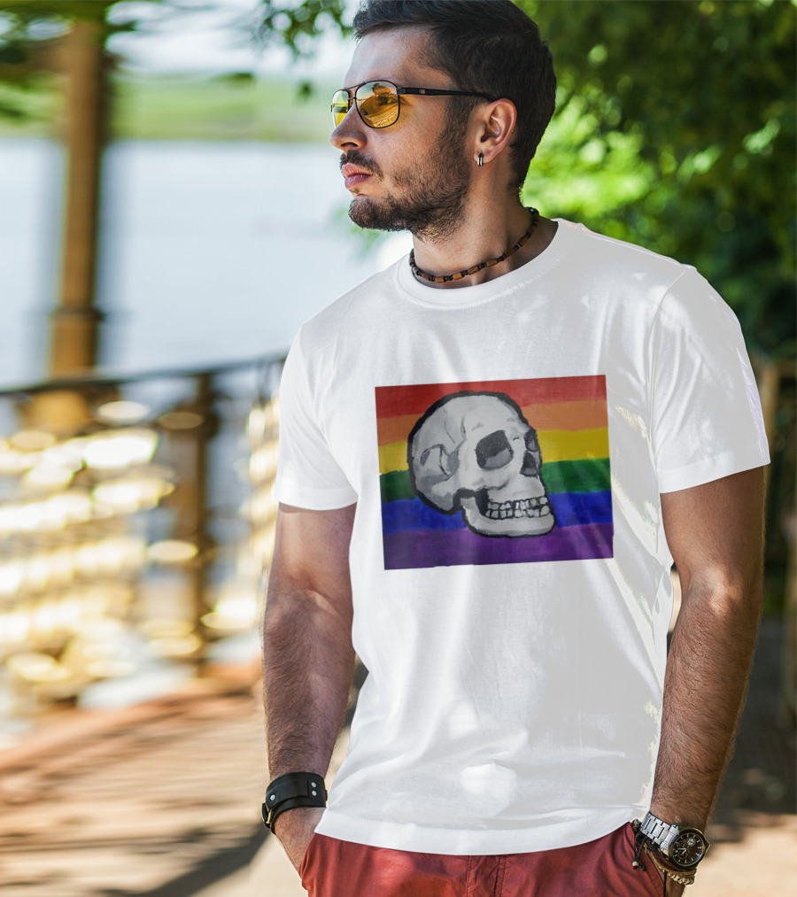 Pride Skull LGBT Rainbow Flag T-Shirt