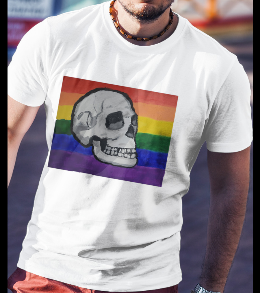Pride Skull LGBT Rainbow Flag T-Shirt